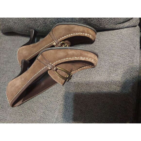 Franco Sarto Retro Y2K Womens Suede Leather Clog Heels Size 7M Dress Shoes - Picture 5 of 8